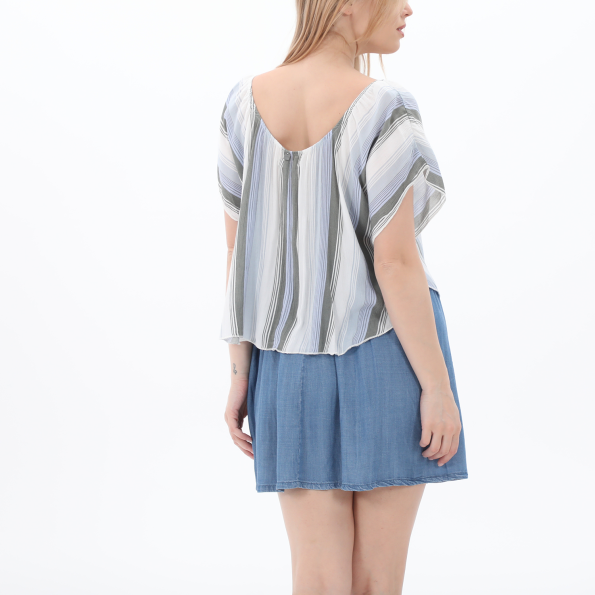 Γυναικείο cropped top ATTRATTIVO 9914420 λευκό ριγέ Γυναικεία