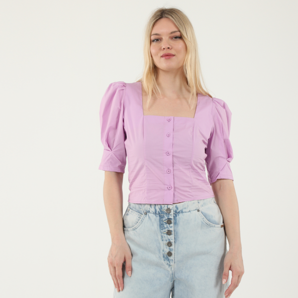 Γυναικείο cropped πουκάμισο ATTRATTIVO 9913583 λιλά