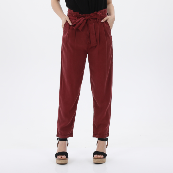 Γυναικείο cropped παντελόνι ALE 9913842 μπορντό