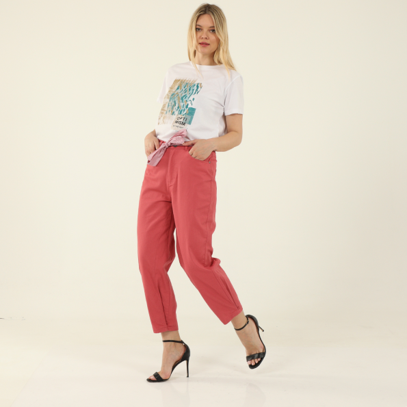 Γυναικείο cropped παντελόνι ATTRATTIVO 9913844 ροζ Γυναικεία