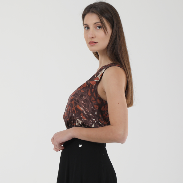 Γυναικείο cropped top ALE 81376326 καφέ floral Γυναικεία