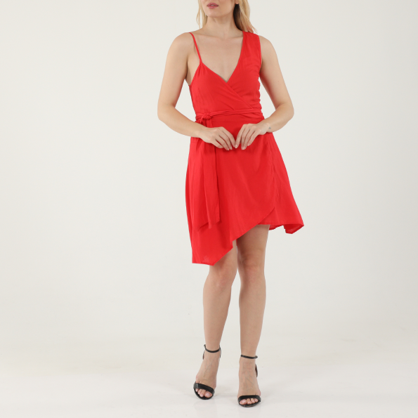 Γυναικείο ασύμμετρο mini φόρεμα ALE 81461831 κόκκινο Γυναικεία
