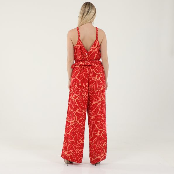 Γυναικεία ολόσωμη φόρμα ALE 8914783 κόκκινη floral Γυναικεία