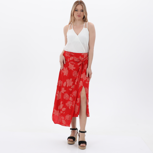 Γυναικεία μακριά φούστα ALE 8914784 κόκκινη floral Γυναικεία