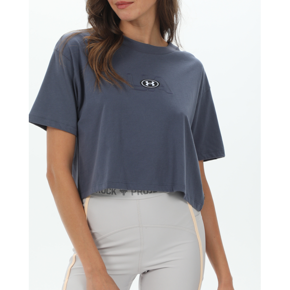 Γυναικείο cropped top UNDER ARMOUR 1376751 UA BRANDED LOGO μπλε γκρι