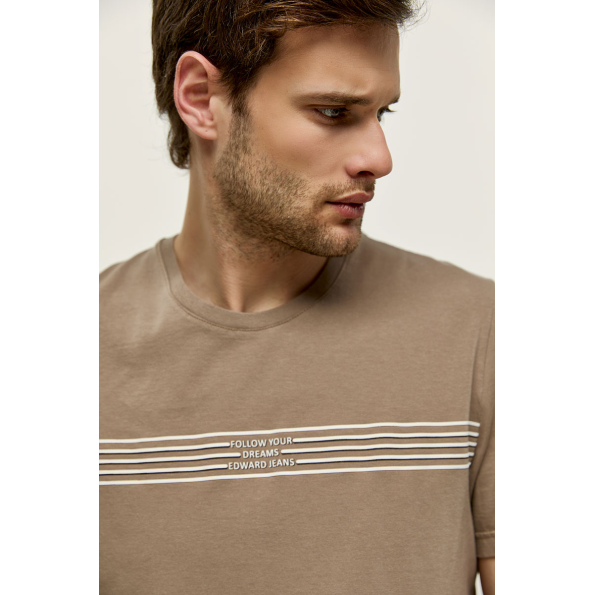 Ανδρικό t-shirt EDWARD JEANS MP-N-TOP-S22-017 JERIC καφέ Ανδρικά