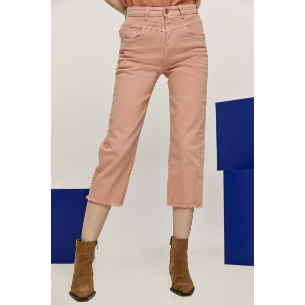 Γυναικείο cropped jean παντελόνι EDWARD JEANS WP-N-PNT-S22-011 ASHANTI-H ροζ