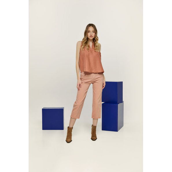 Γυναικείο cropped jean παντελόνι EDWARD JEANS WP-N-PNT-S22-011 ASHANTI-H ροζ Γυναικεία