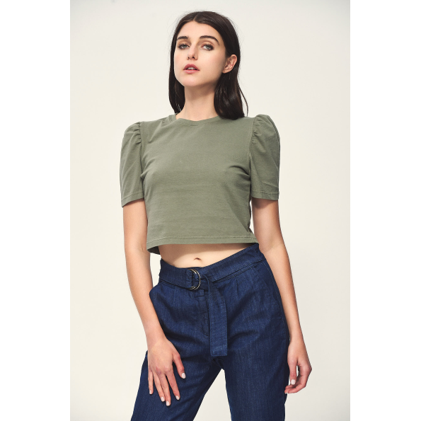 Γυναικεία cropped μπλούζα EDWARD JEANS WP-N-TOP-S22-002 GLYN χακί