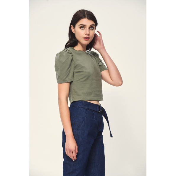 Γυναικεία cropped μπλούζα EDWARD JEANS WP-N-TOP-S22-002 GLYN χακί Γυναικεία