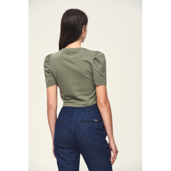 Γυναικεία cropped μπλούζα EDWARD JEANS WP-N-TOP-S22-002 GLYN χακί Γυναικεία