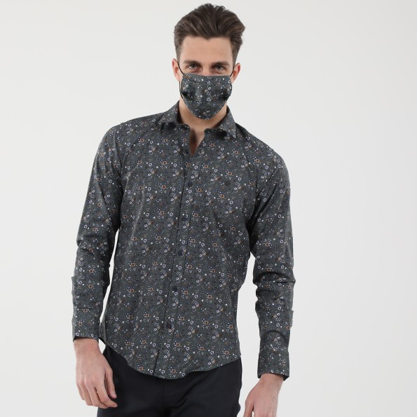Ανδρικό πουκάμισο DORS 1030018.C01 γκρι floral