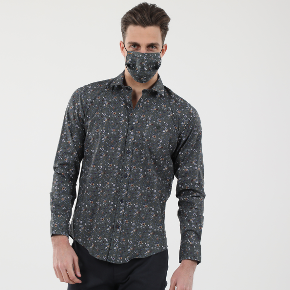 Ανδρικό πουκάμισο DORS 1030018.C01 γκρι floral