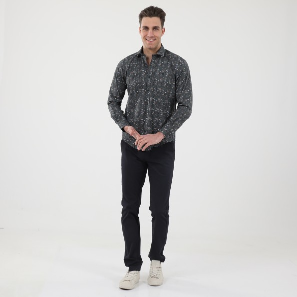 Ανδρικό πουκάμισο DORS 1030018.C01 γκρι floral