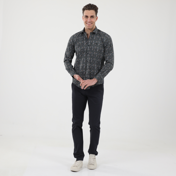 Ανδρικό πουκάμισο DORS 1030018.C01 γκρι floral