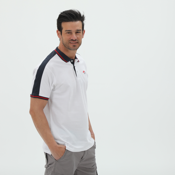 Ανδρική polo μπλούζα OCEAN SHARK 101003991 λευκή μπλε Ανδρικά