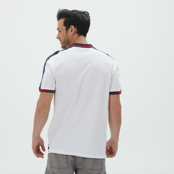Ανδρική polo μπλούζα OCEAN SHARK 101003991 λευκή μπλε Ανδρικά
