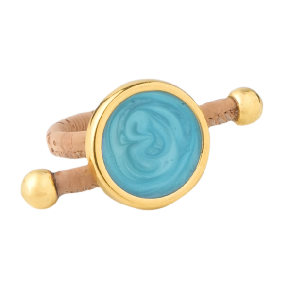 Γυναικείο δαχτυλίδι APOXYLO 9058 SMALTO TURQUOISE από φελλό