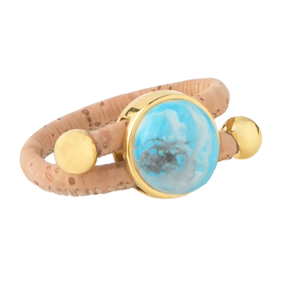 Γυναικείο δαχτυλίδι APOXYLO 9060 HOWLITE TURQUOISE από φυσικό φελλό
