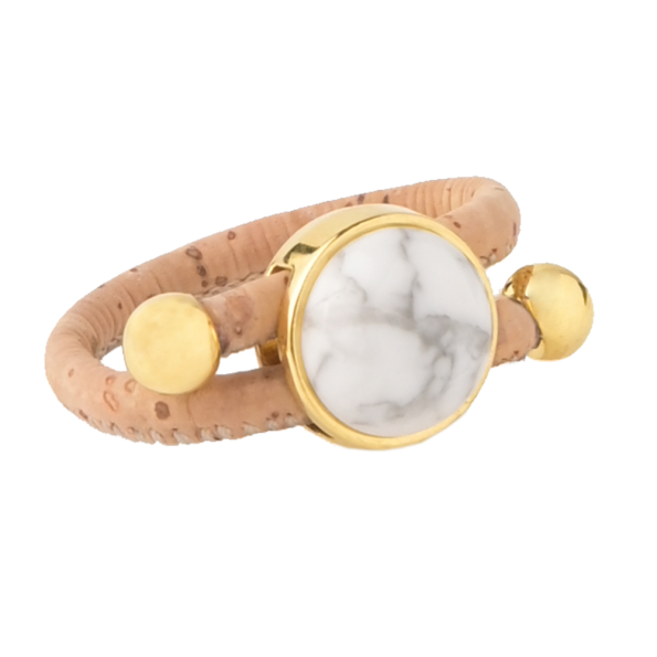 Γυναικείο δαχτυλίδι APOXYLO 9062 HOWLITE NATURAL από φυσικό φελλό