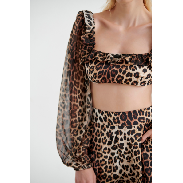 Γυναικείο crop top SUGARFREE 22818224 καφέ λεοπάρ