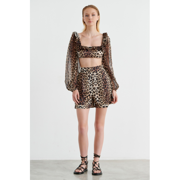 Γυναικείο crop top SUGARFREE 22818224 καφέ λεοπάρ Γυναικεία