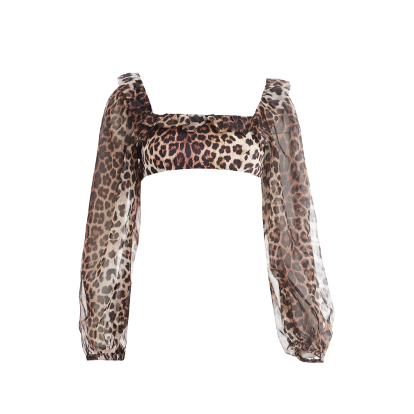 Γυναικείο crop top SUGARFREE 22818224 καφέ λεοπάρ Γυναικεία