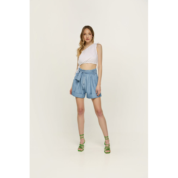 Γυναικεία βερμούδα EDWARD JEANS WP-D-SHR-S22-001 TASHI BELTED μπλε denim Γυναικεία