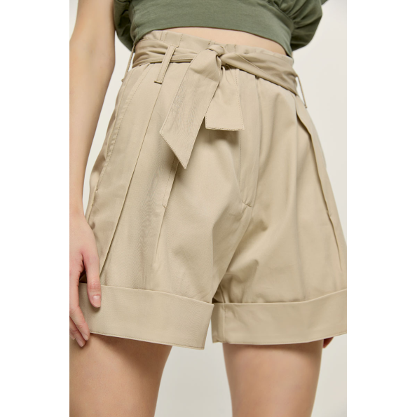 Γυναικεία βερμούδα EDWARD JEANS WP-N-SHR-S22-004 TASHI-MT BELTED μπεζ Γυναικεία
