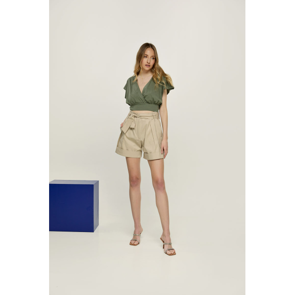 Γυναικεία βερμούδα EDWARD JEANS WP-N-SHR-S22-004 TASHI-MT BELTED μπεζ Γυναικεία