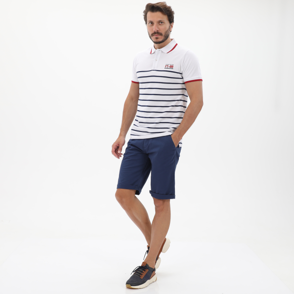 Ανδρική polo μπλούζα FRANK TAILOR 123-62-0001 λευκή μπλε ριγέ Ανδρικά