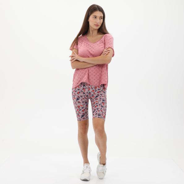 Γυναικείο ψηλόμεσο ποδηλατικό κολάν BODYTALK 1221-907514 GRANDMAW μοβ floral Γυναικεία