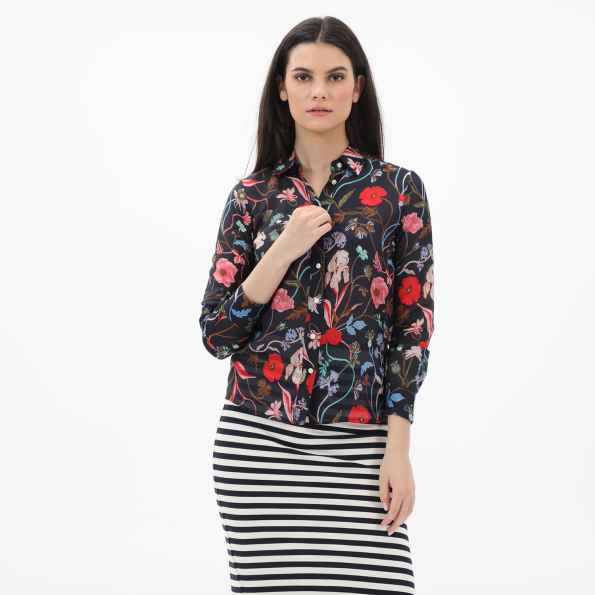 Γυναικείο πουκάμισο GANT 4301155 Reg Wild Floral μπλε