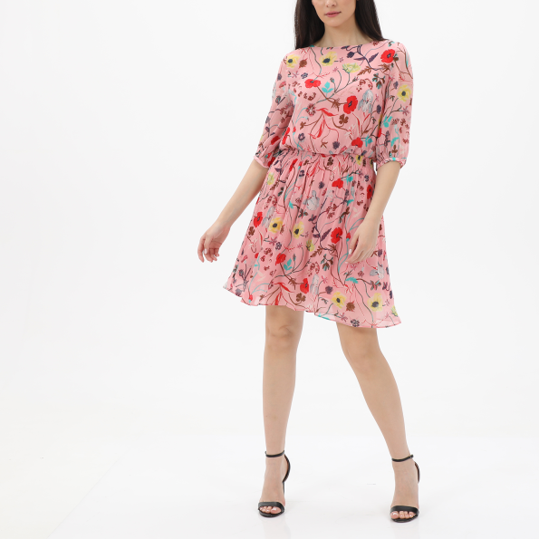 Γυναικείο mini φόρεμα GANT 4503181 Wild Floral Boatneck ροζ