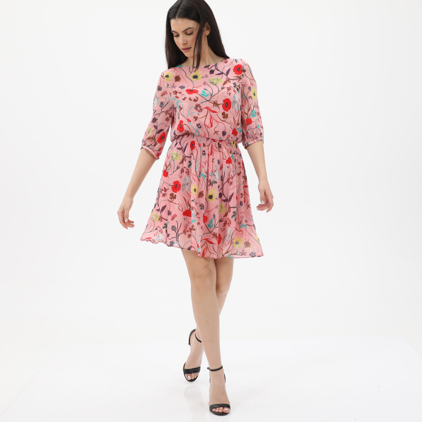 Γυναικείο mini φόρεμα GANT 4503181 Wild Floral Boatneck ροζ