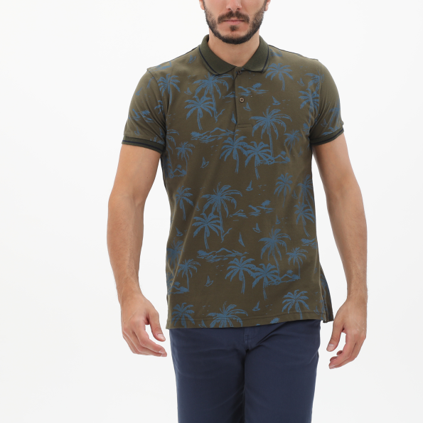 Ανδρική polo μπλούζα DORS 1132005.C03 χακί μπλε