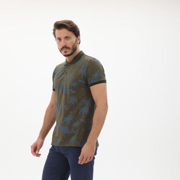 Ανδρική polo μπλούζα DORS 1132005.C03 χακί μπλε Ανδρικά