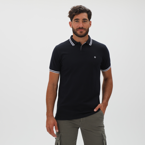 Ανδρική polo μπλούζα DORS 1132007.C04 μαύρο λευκό