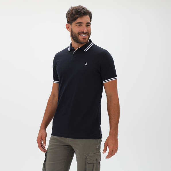 Ανδρική polo μπλούζα DORS 1132007.C04 μαύρο λευκό Ανδρικά