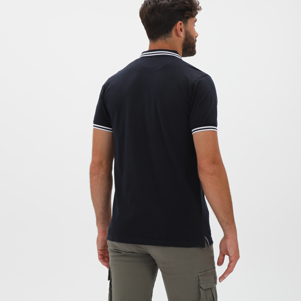 Ανδρική polo μπλούζα DORS 1132007.C04 μαύρο λευκό Ανδρικά