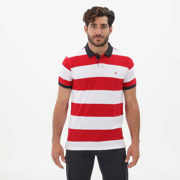 Ανδρική polo μπλούζα DORS 1132010.C01 κόκκινο λευκό ριγέ