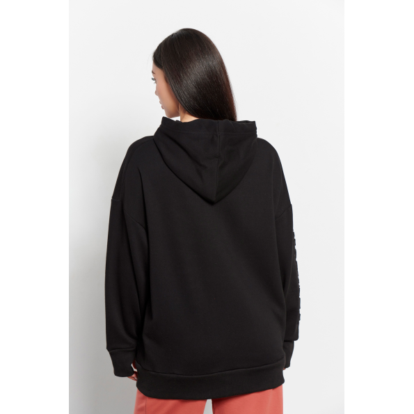 Γυναικεία oversized φούτερ μπλούζα BODYTALK 1232-900425 μαύρη Γυναικεία