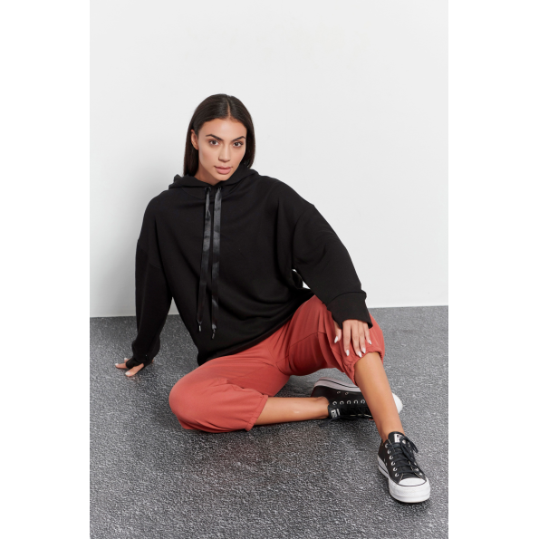Γυναικεία oversized φούτερ μπλούζα BODYTALK 1232-900425 μαύρη Γυναικεία