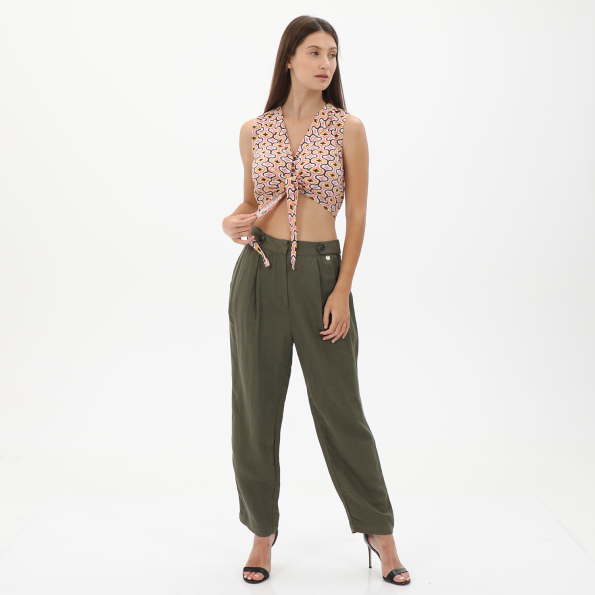 Γυναικείο cropped πουκάμισο ATTRATTIVO 9914766 ροζ κίτρινο Γυναικεία