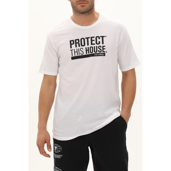 Ανδρικό αθλητικό t-shirt UNDER ARMOUR 1379022 UA PROTECT THIS HOUSE λευκό