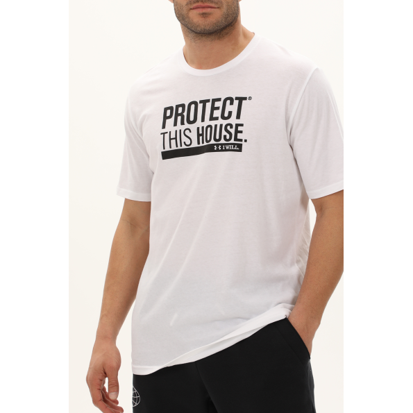 Ανδρικό αθλητικό t-shirt UNDER ARMOUR 1379022 UA PROTECT THIS HOUSE λευκό Ανδρικά