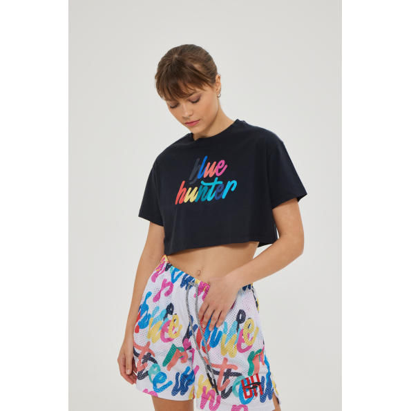 Γυναικείο cropped top BLUE HUNTER 23002010501 JOYFULL μαύρο Γυναικεία