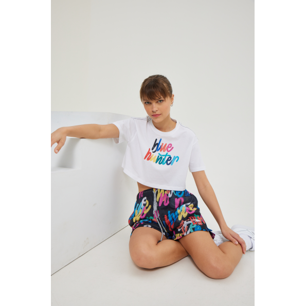 Γυναικείο cropped top BLUE HUNTER 23002010502 JOYFULL λευκό