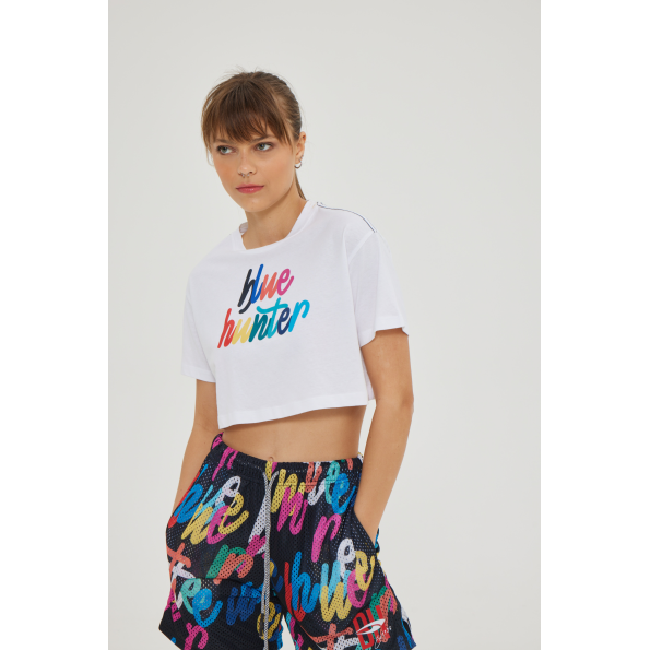 Γυναικείο cropped top BLUE HUNTER 23002010502 JOYFULL λευκό Γυναικεία