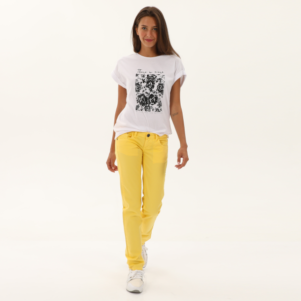 Γυναικείο παντελόνι EDWARD JEANS 15.1.2.04.006 INEZ-MNC κίτρινο Γυναικεία